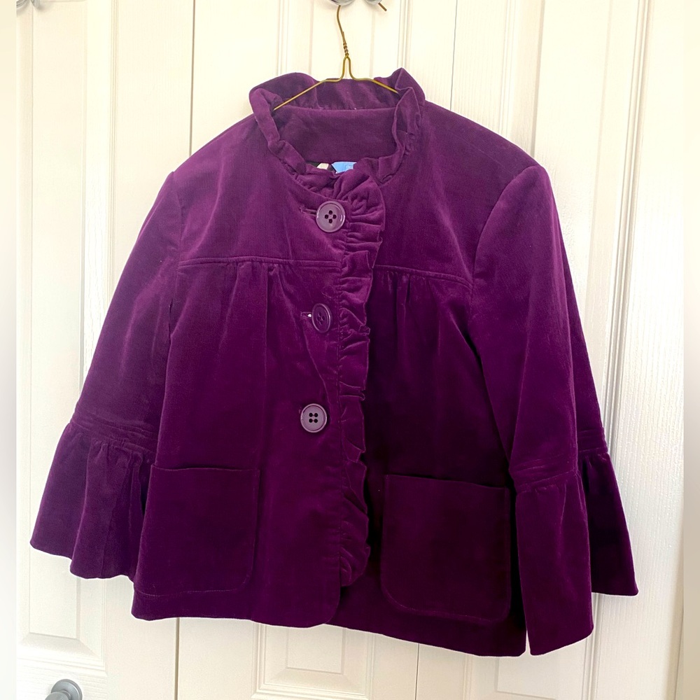 Cute purple corduroy jacket with ruffles